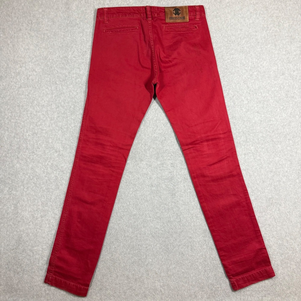 Roberto Cavalli Mens Vintage Straight Leg Pants Red Button Fly Size 31x34 Italy - Picture 5 of 14
